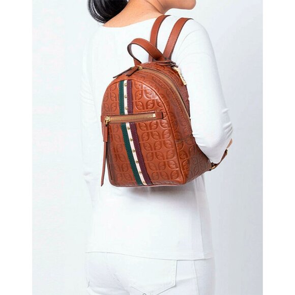 S Fossil Megan Silver Metallic Black Leather Backpack ZB7861043 NWT Python $168